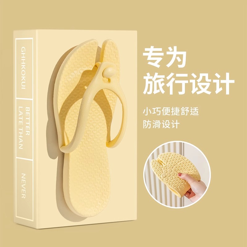 旅行便携式折叠拖鞋新款男女出差专用浴室可洗澡防滑旅游沙滩凉鞋