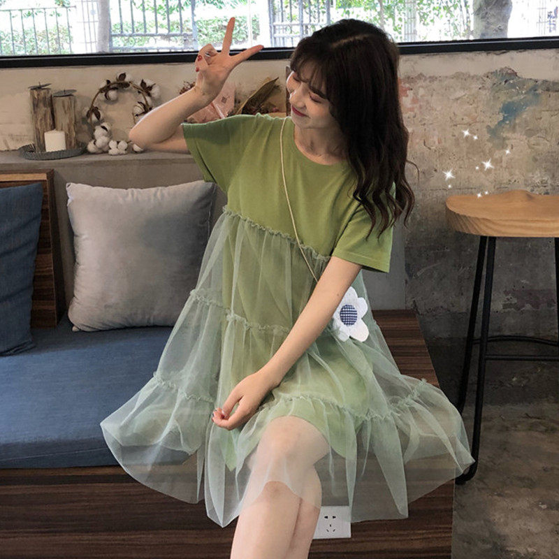 夏季2019新款大码女装牛油果绿连衣裙女胖仙mm法国小众桔梗网纱裙在类目 女装/女士精品, 大码女装中 - 来自Buy2taobao.com提供专业的淘宝代购服务