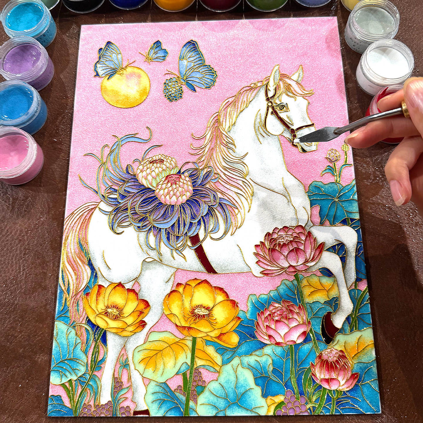 马上有钱花景韵阁掐丝珐琅diy釉料材料包少女风治愈系手工装饰画