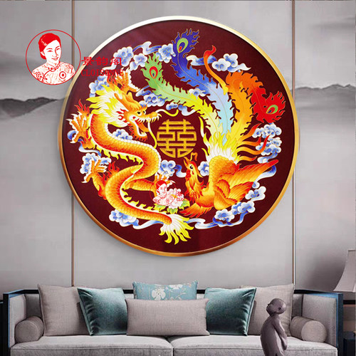 龙凤囍景泰蓝装饰画diy结婚中式