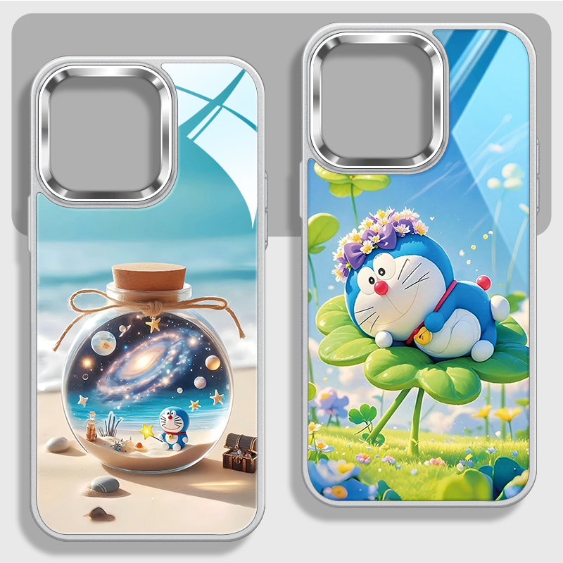 清新哆啦A梦不包镜头玻璃手机壳