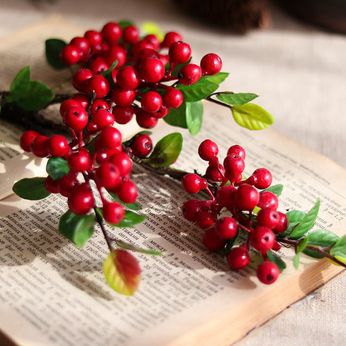 仿真浆果秋实果实树枝冬青果花艺