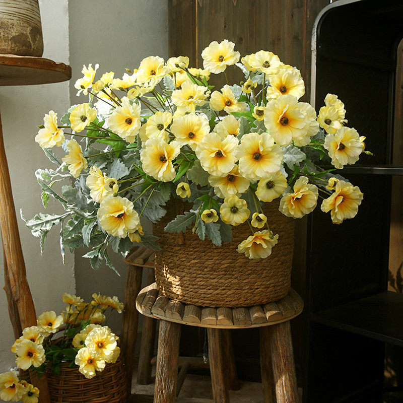 蝴蝶洋牡丹花仿真花假花毛茛家居装饰品卧室客厅餐桌拍照插花花艺