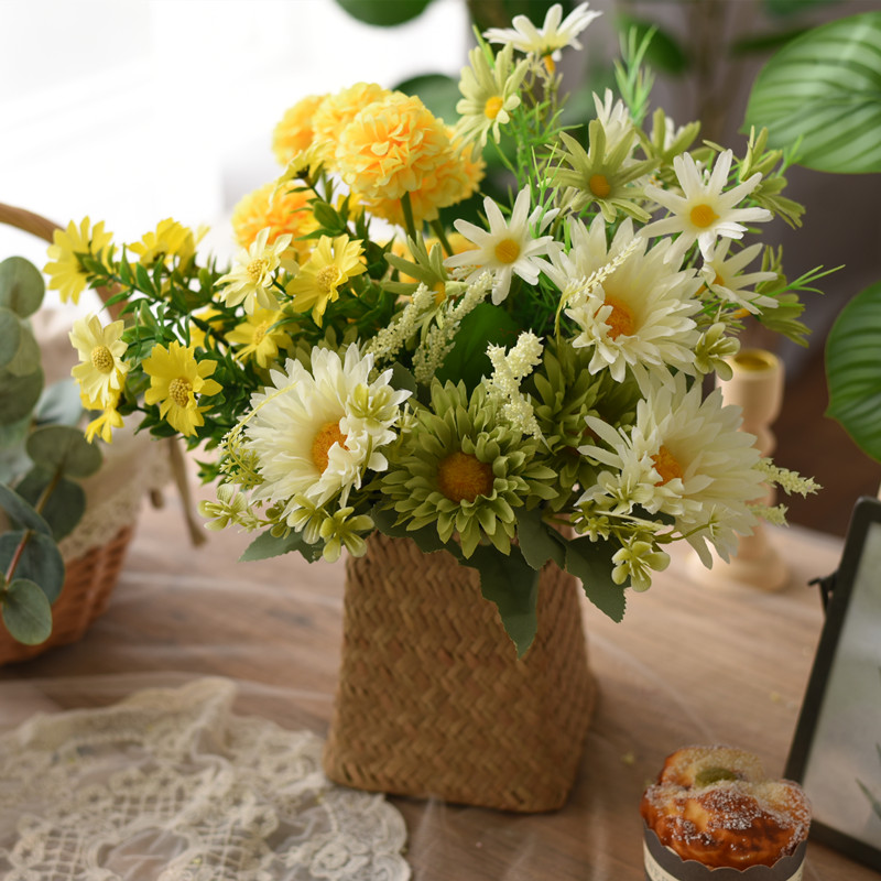 田园装饰干花摆件假花仿真花花束尤加利客厅茶几家居餐桌花艺摆设