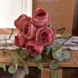 Французская выжтанная симуляция розовая масля картина пион цветочные фальшивые цветочные цветы ретро