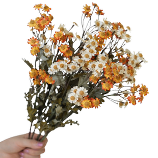 高档油画色系小雏菊洋甘菊假花仿真花摆设田园风客厅绢花装饰摆件