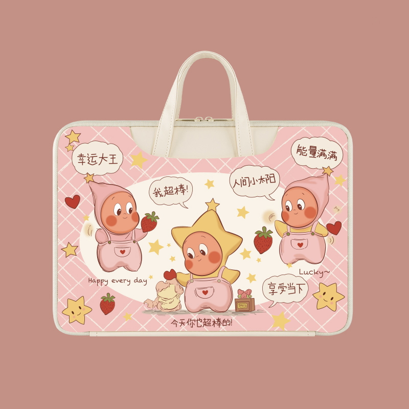 卡通手提电脑包14寸可爱星星人笔记本收纳包女适用苹果macbook15.6寸华为matebook13.3寸联想pro16内胆包防水