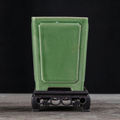 10.5 飘枝兰花竹子专用花盆 14cm陶瓷冰裂四方签筒悬崖高款