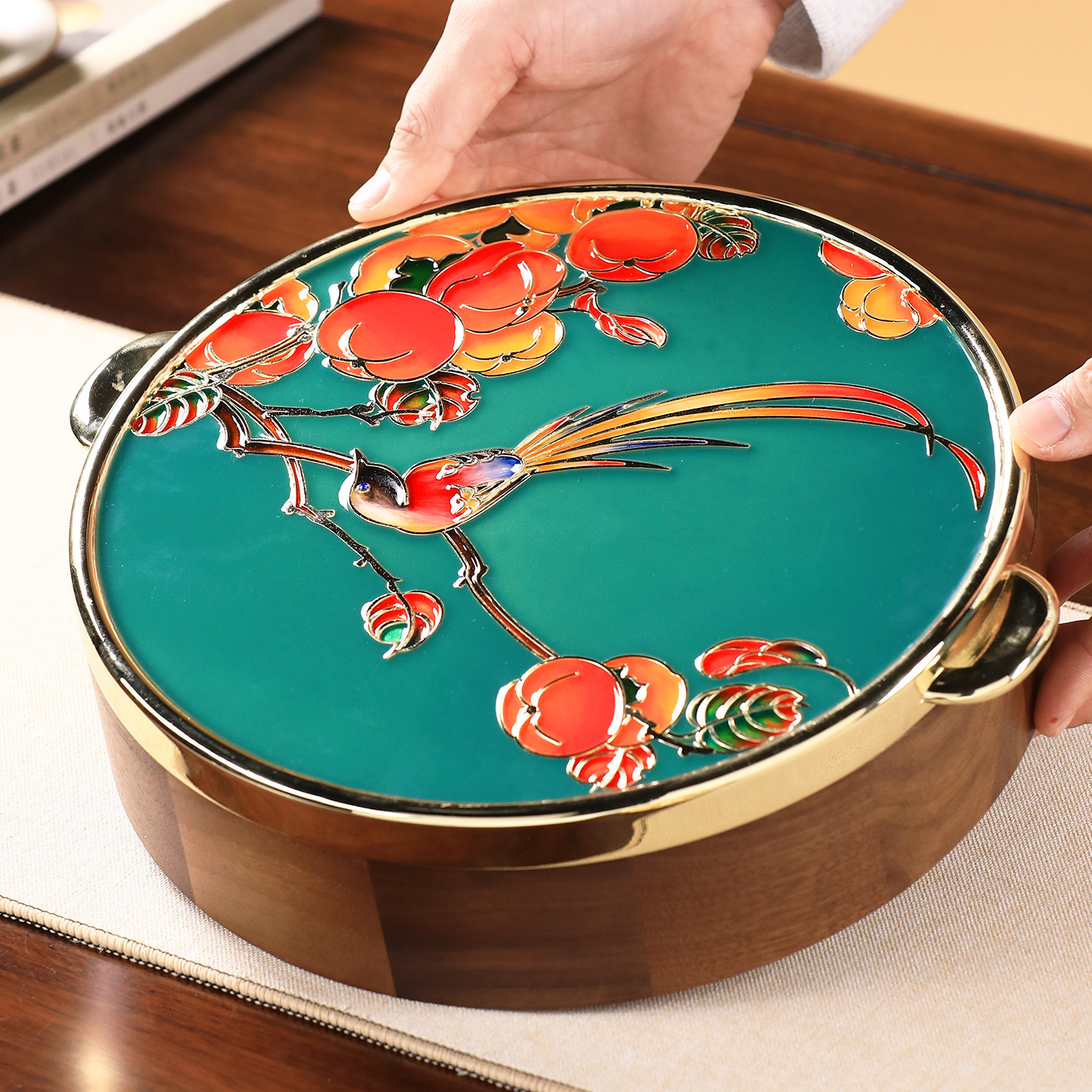 干果盒子客厅茶几坚果糖果盘轻奢带盖家用零食瓜子收纳高颜值精致