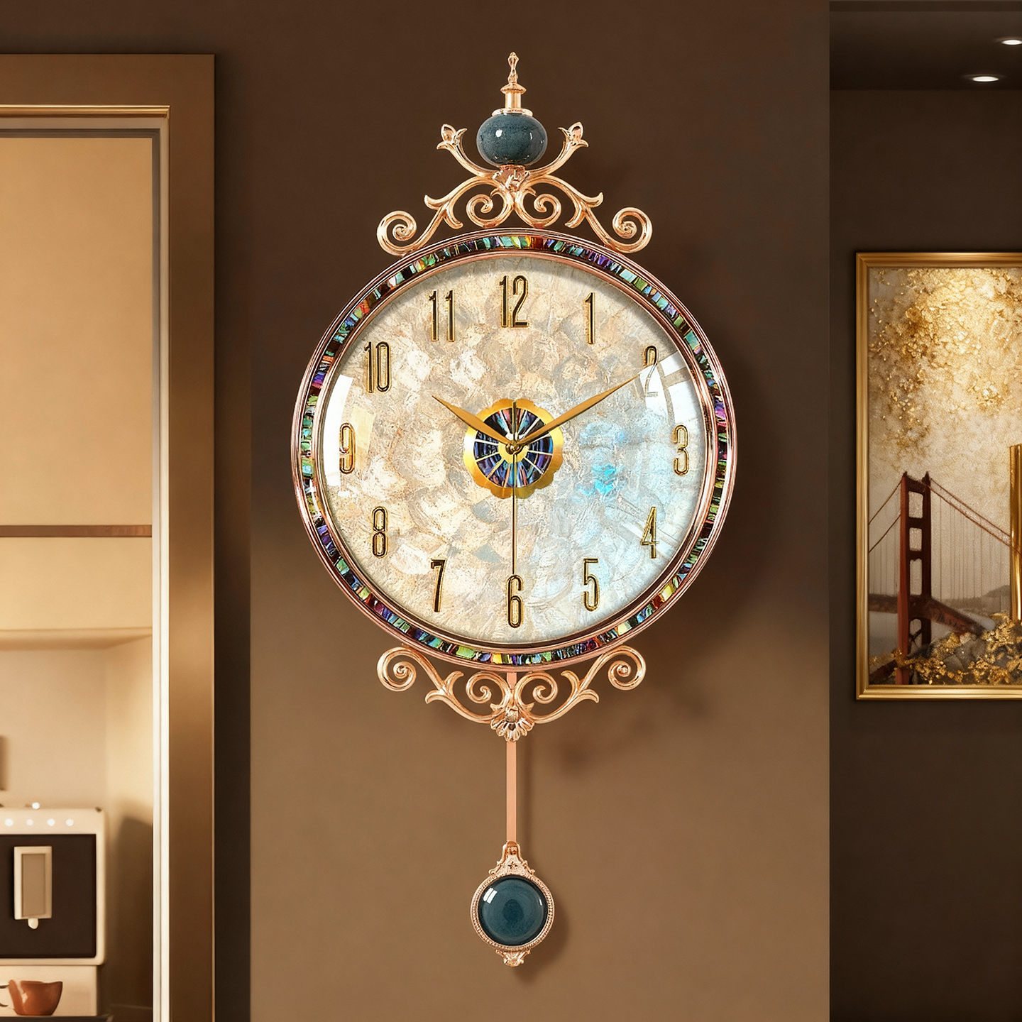 轻奢欧式家用客厅静音挂钟