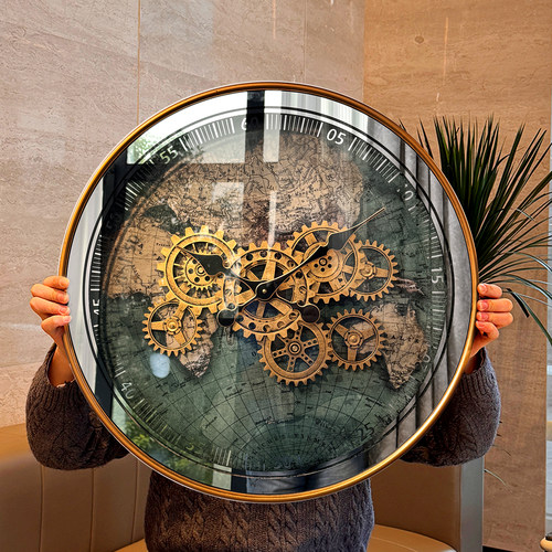 【高级复古风】地图齿轮挂钟