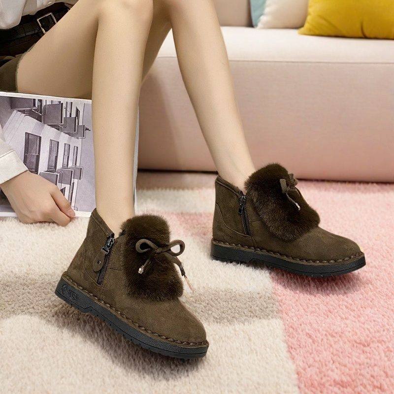 毛毛鞋女2025新款加绒加厚软底软面雪地靴侧拉链时尚百搭保暖棉鞋,女鞋,时尚雪地靴,淘宝优惠券,粉丝福利购,淘宝优惠卷