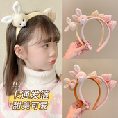 秋冬毛绒发箍新款 儿童可爱兔子女童头箍小女孩不勒头宝宝发卡头饰