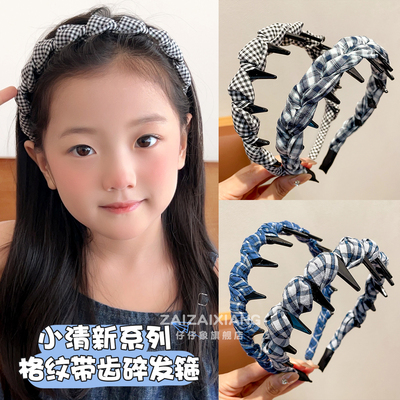 儿童可爱格纹不勒头发箍