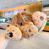 可爱毛绒卡皮巴拉耳罩冬季 儿童保暖骑行护耳防冻耳暖男女童耳捂子