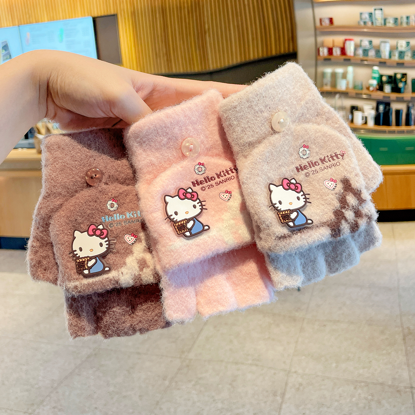 正版KT猫儿童冬季手套保暖防寒