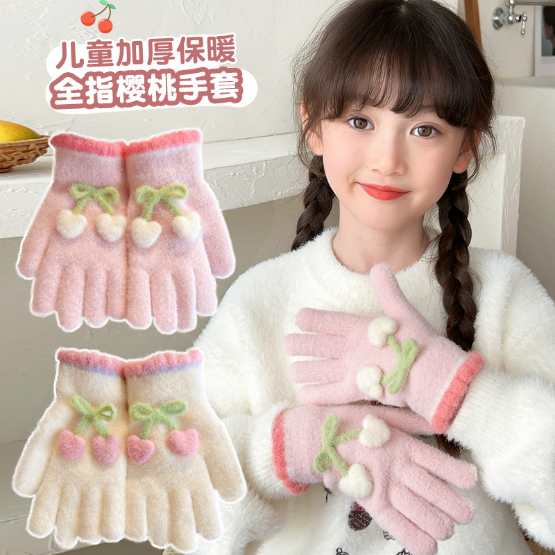 儿童手套冬天加绒男女童防风保暖
