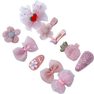 韩国新款儿童发夹公主套装发饰女童网纱碎发卡可爱宝宝不伤发头饰