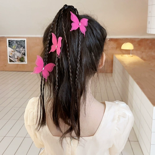 Детский парик с косичкой, боксерский хвостик с бантиком, резинка для волос, аксессуар для волос