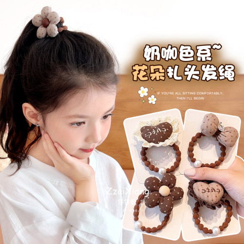 韩系女童毛绒爱心发圈不伤发