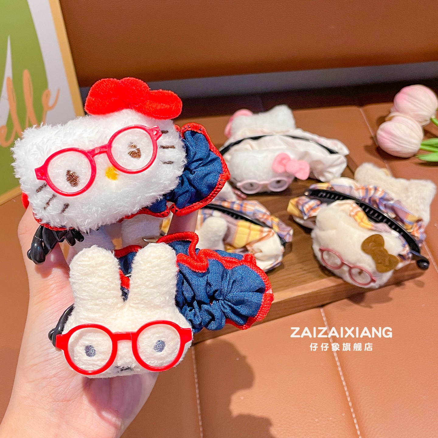 儿童米菲兔抓夹KT猫发夹女童新款可爱后脑勺发卡宝宝毛绒香蕉夹