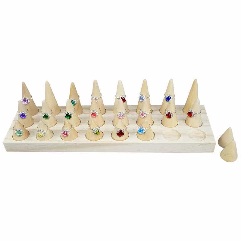 创意实木戒指座首饰架24位圆锥可拆卸尖指展示架家用戒指托盘摆件