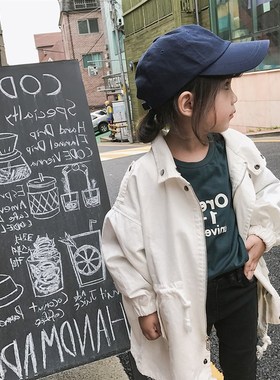 女童绿色白色外套l系绳韩版新品春装风G衣百搭外衣2024春秋装新款