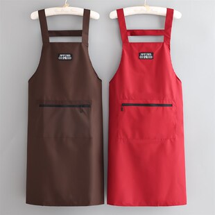 加长防水防油围裙定制logo印字厨房家用餐饮专用男女工作背带围腰