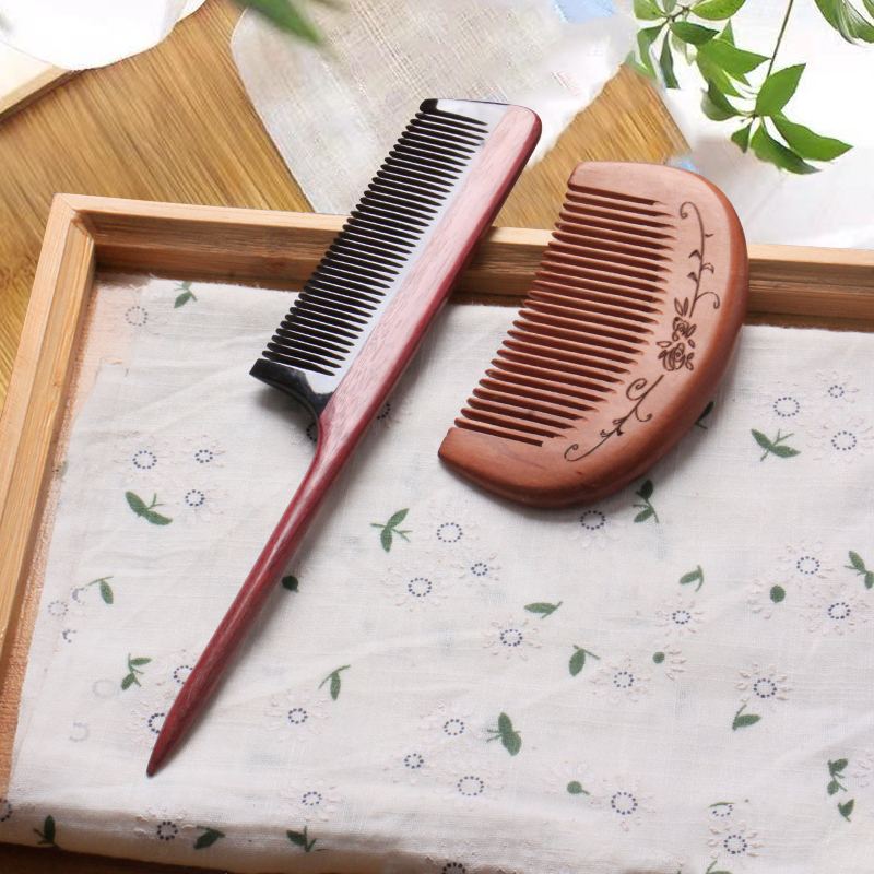 尖尾梳檀香檀木梳子儿童尖头挑梳分发线宝宝女孩长发专用细齿密梳