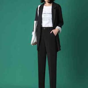 女加绒加厚2021秋冬新款 哈伦裤 九分烟管裤 大码 宽松直筒休闲裤 西裤