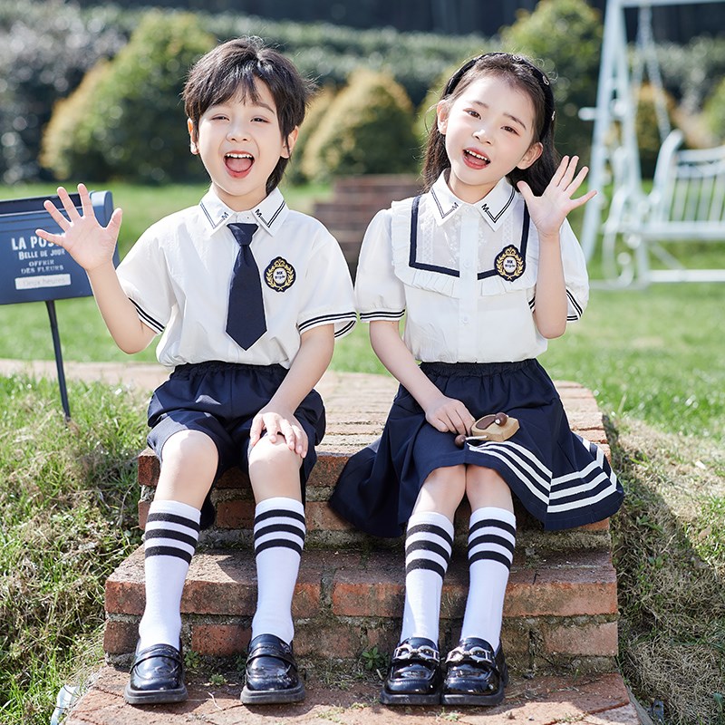 幼儿园园服夏装英伦风儿童t礼服合唱班服套装大班毕业照小学生校