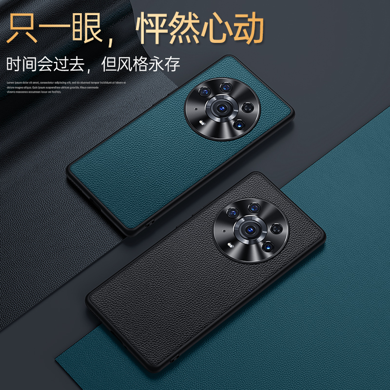 荣耀magic3手机壳护镜头真牛皮magic3pro曲屏全包保护套ELZ一AN00