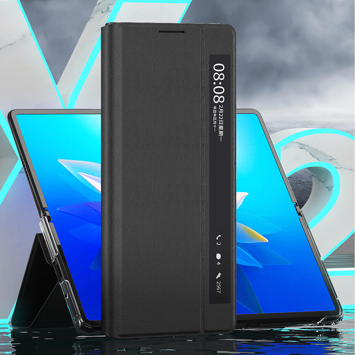 华为matex2折叠屏手机壳mx2智能视窗保护套支架翻盖皮套前后全包