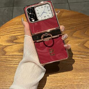 适用于华为novaflip手机壳蛇年新品红色PSD一AL00新年款上下折叠屏电镀金边保护皮套指环带钻喜庆高档商务潮