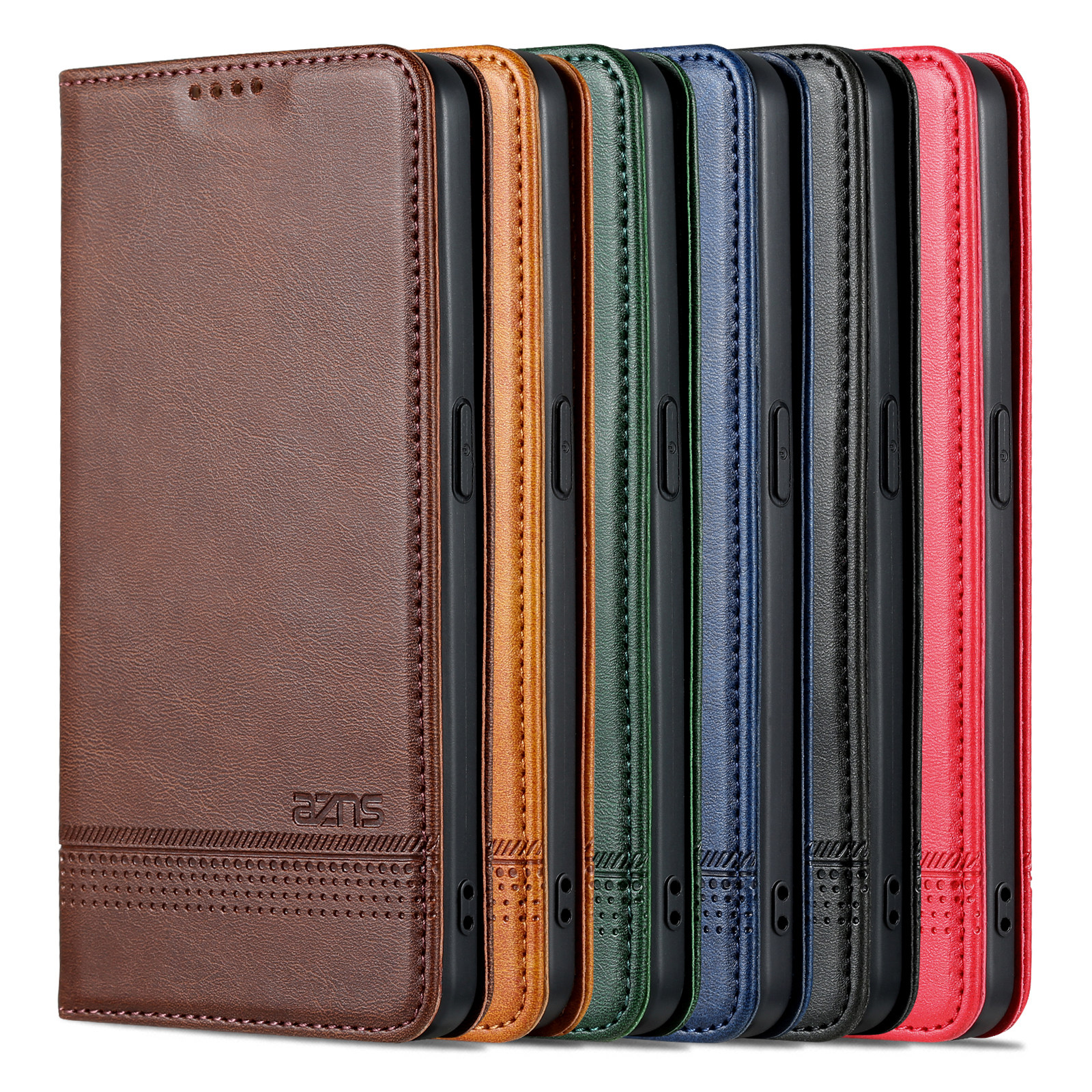 适用于 oppo reno8皮套插卡支架侧开钱包款reno8pro真牛皮复古商务疯马纹reno8pro+超薄软胶套全包保护套