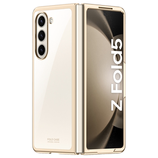 适用于 三星 Z Fold5镜面皮套超薄全包防摔w23 5G可接听电话面盖透明支架fold4折叠支架保护套fold2商务潮