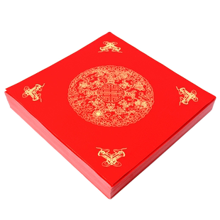 加厚蜡染万年红对联纸斗方红纸福字龙凤彩绘描金龙凤瓦当手写空白春联纸34cm方斗福字门心春节过年对子楹联