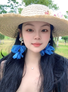旅游度假蓝色布艺耳环耳饰耳钉耳夹耳坠2025春夏新款女饰品潮流