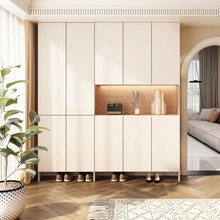 定制入户进门鞋柜玄关柜一体家用大容量法式奶油风门口楼道储物柜