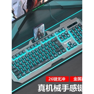 有线电竞游戏专用键鼠台式 双飞蛇真机械手感键盘鼠标套装 USB外接