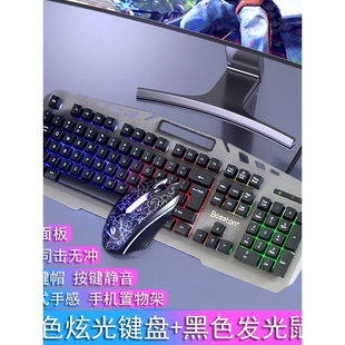 静音办公专 双飞蛇金属面板网咖网吧游戏机械手感发光键盘鼠标套装