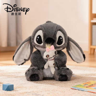 迪士尼正版黑灰色史迪奇毛绒公仔