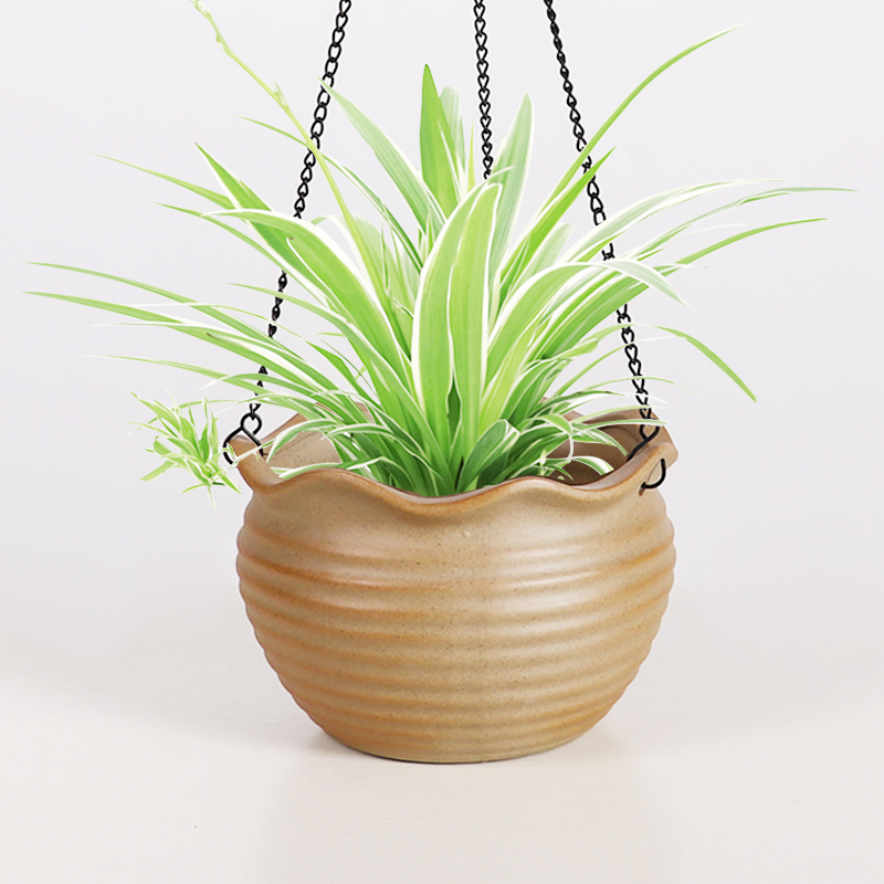 花盆悬挂式创意绿萝装饰吊兰盆栽粗陶室内壁挂垂吊墙佛珠陶瓷多肉
