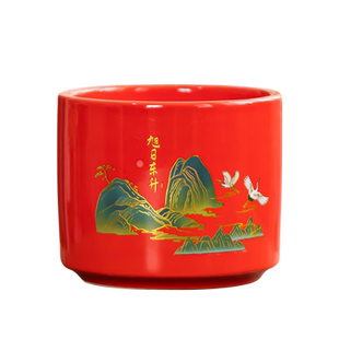 喜庆中国红花盆家用火焰南天竹发财树绿植盆栽室内桌面小摆件带托