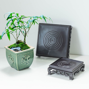 花盆底座茶具奇石盆景正方形摆件底座复古阳台室内塑料托盘小高角