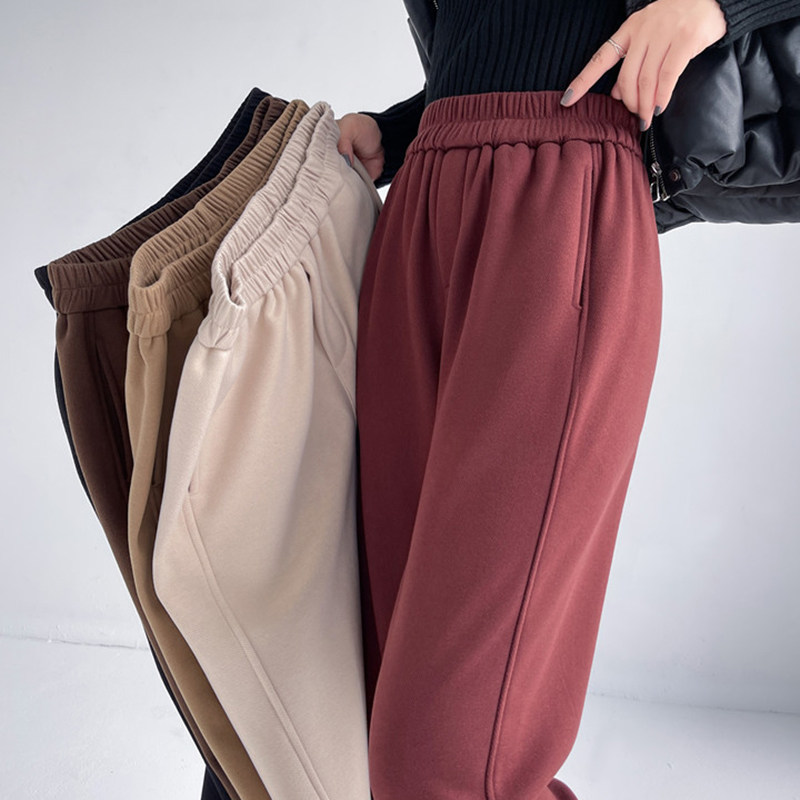 保暖不显胖！韩版松紧腰加厚哈伦裤女2024秋冬季小个子百搭烟管裤,女装/女士精品,卫裤,淘宝优惠券,粉丝福利购,淘宝优惠卷
