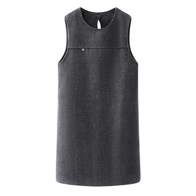 灰色毛呢马甲背心裙女2025秋冬季新款小个子外穿无袖毛呢裙连衣裙