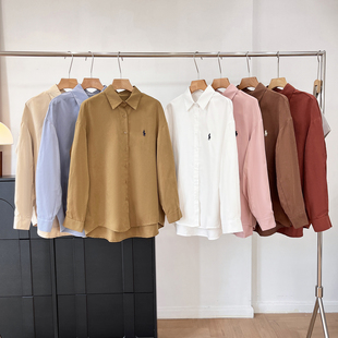 超显白红色衬衫春季新款宽松内搭刺绣上衣时尚港味高级感别致衬衣