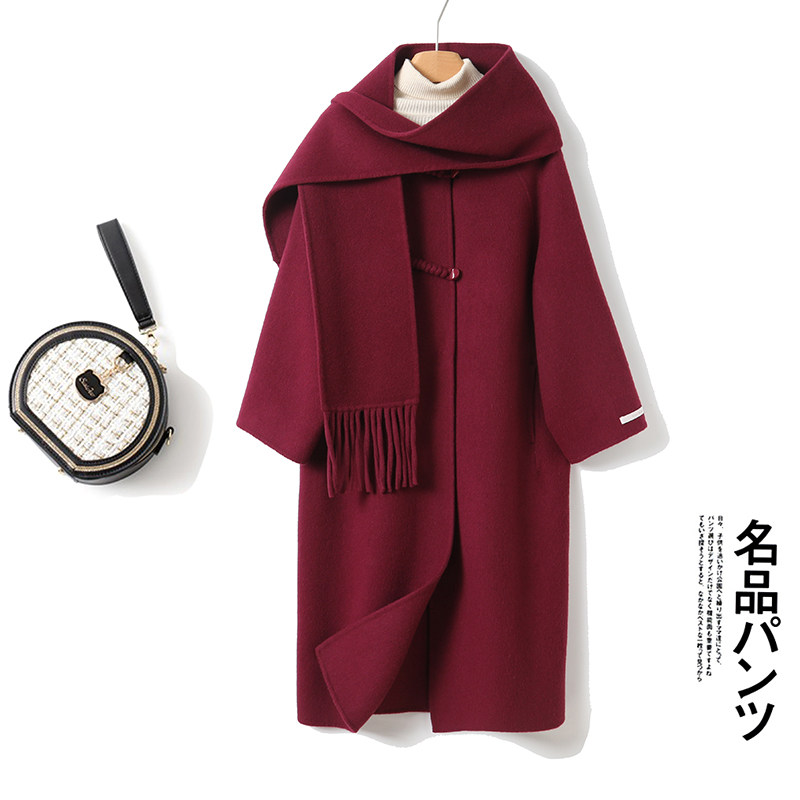 中长款通勤围巾双面呢外套