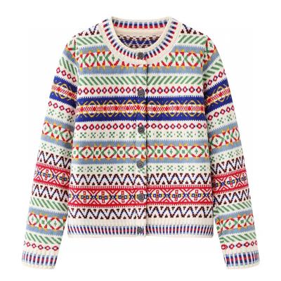 复古民族风正肩开衫毛衣外套女秋冬装新款小个子短款针织内搭上衣